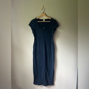 Misc. Navy Cap Sleeve Y2K Midi Dress